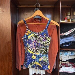 90s holographic rave tank top